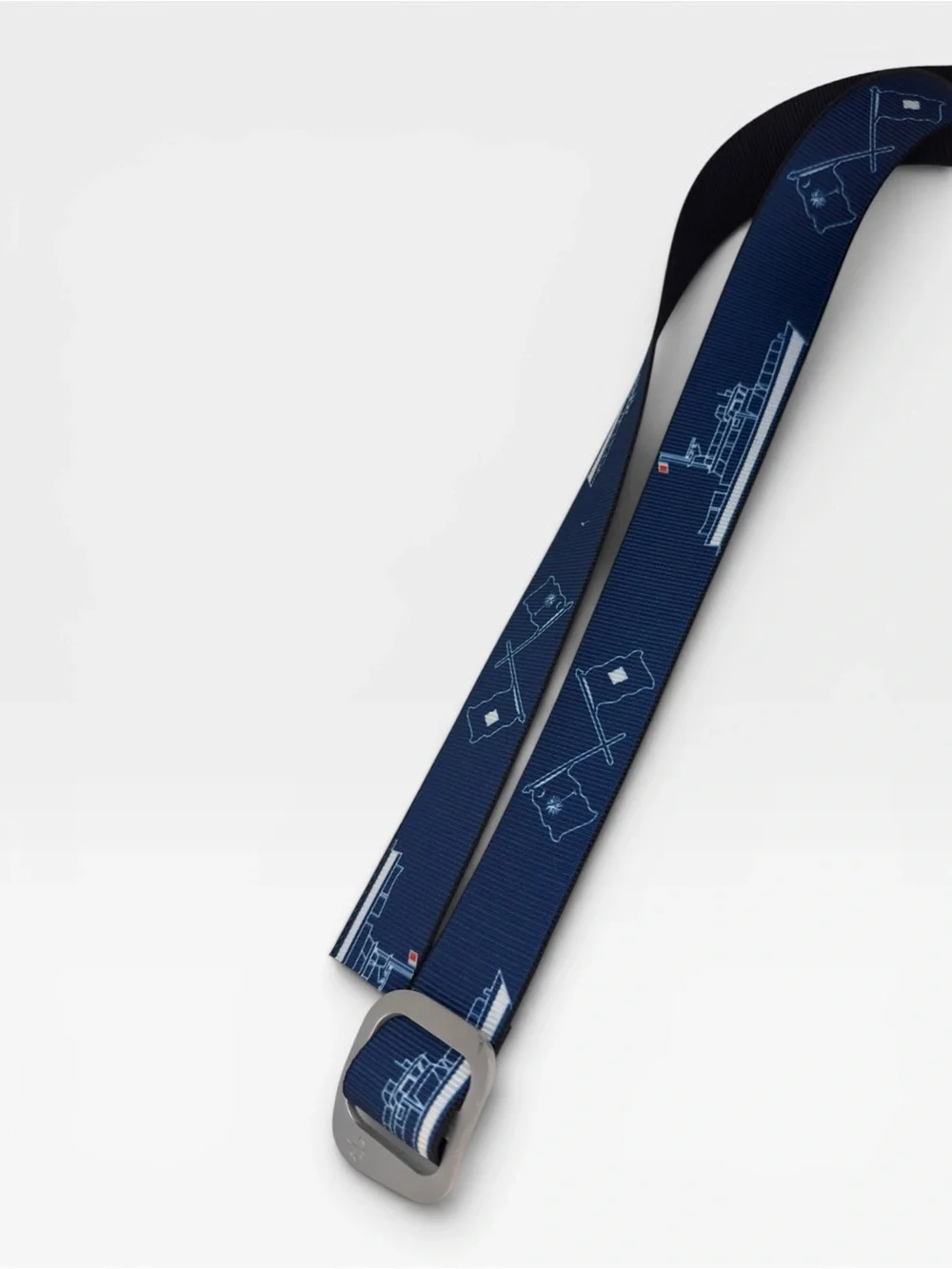 Thomas Bates Men’s South Carolina Navy Nautical Ribbon Belt with Silver Buckle